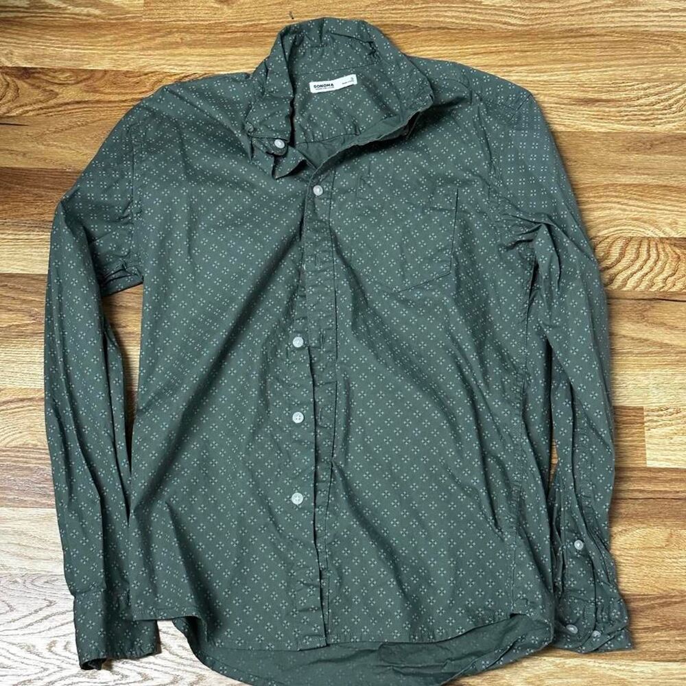 Sonoma-goods-for-life Men's Green and Khaki Shirt
